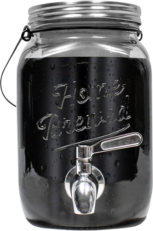 Willow & Everett Cold Brew Coffee & Iced-Tea Maker Pitcher, 2 L Glass Dispenser w/Metal Spigot & Mesh Filter Iced Coffee & Sun Tea Brewing System