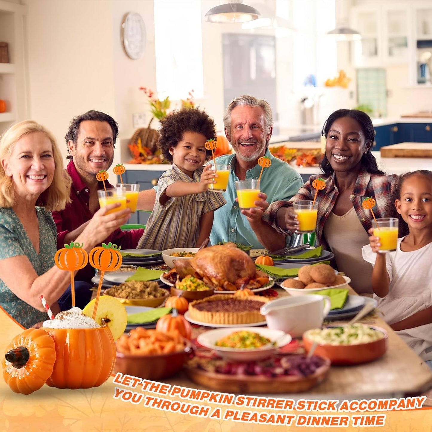 36 Pcs Fall Cocktail Stirrers, Pumpkin Drink Stirrers Plastic Swizzle Sticks Reusable Coffee Stirrer Stir Sticks for Halloween Autumn Thanksgiving Party Tea Coffee Bar Decoration