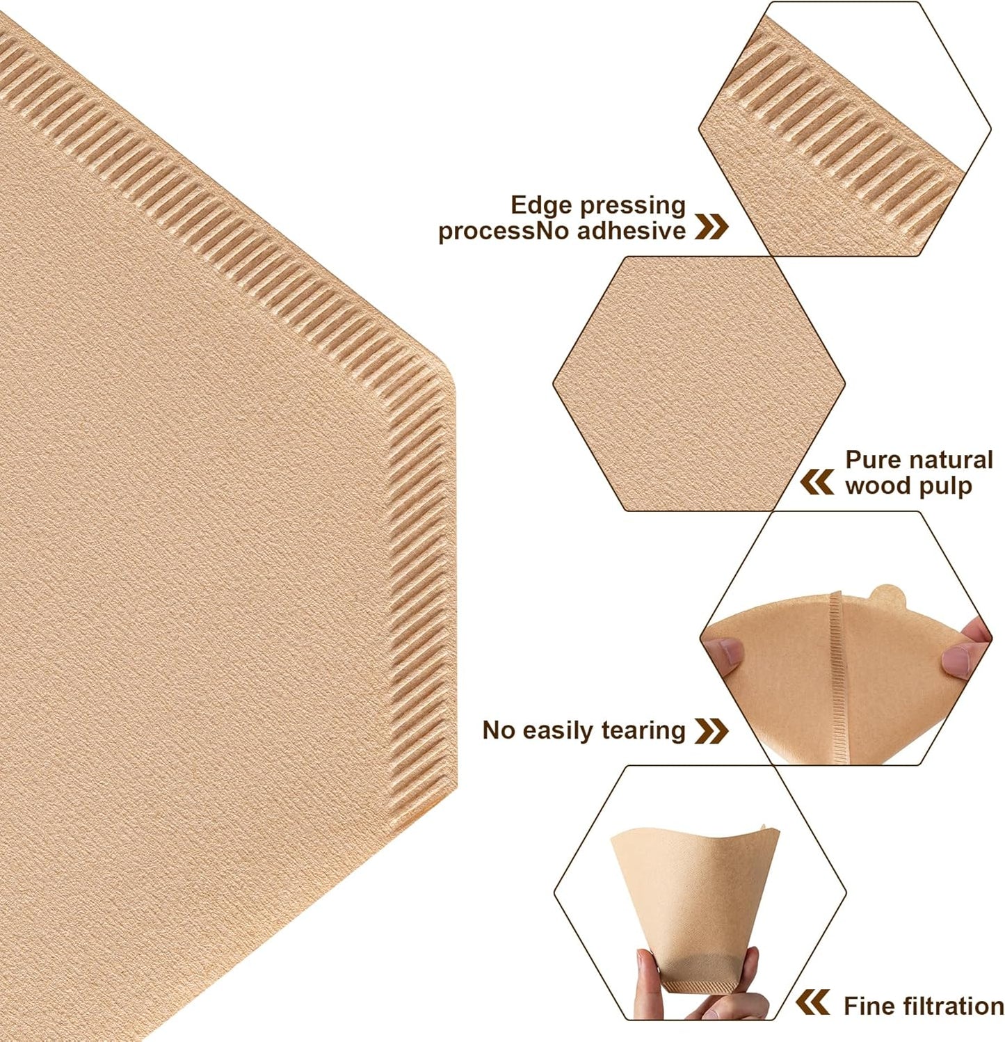 Coffee Filters, #4 Cone Coffee Filter 200 Count, Unbleached Natural Paper Filter 8-12 Cup, Disposable for Pour Over and Drip Coffee Maker