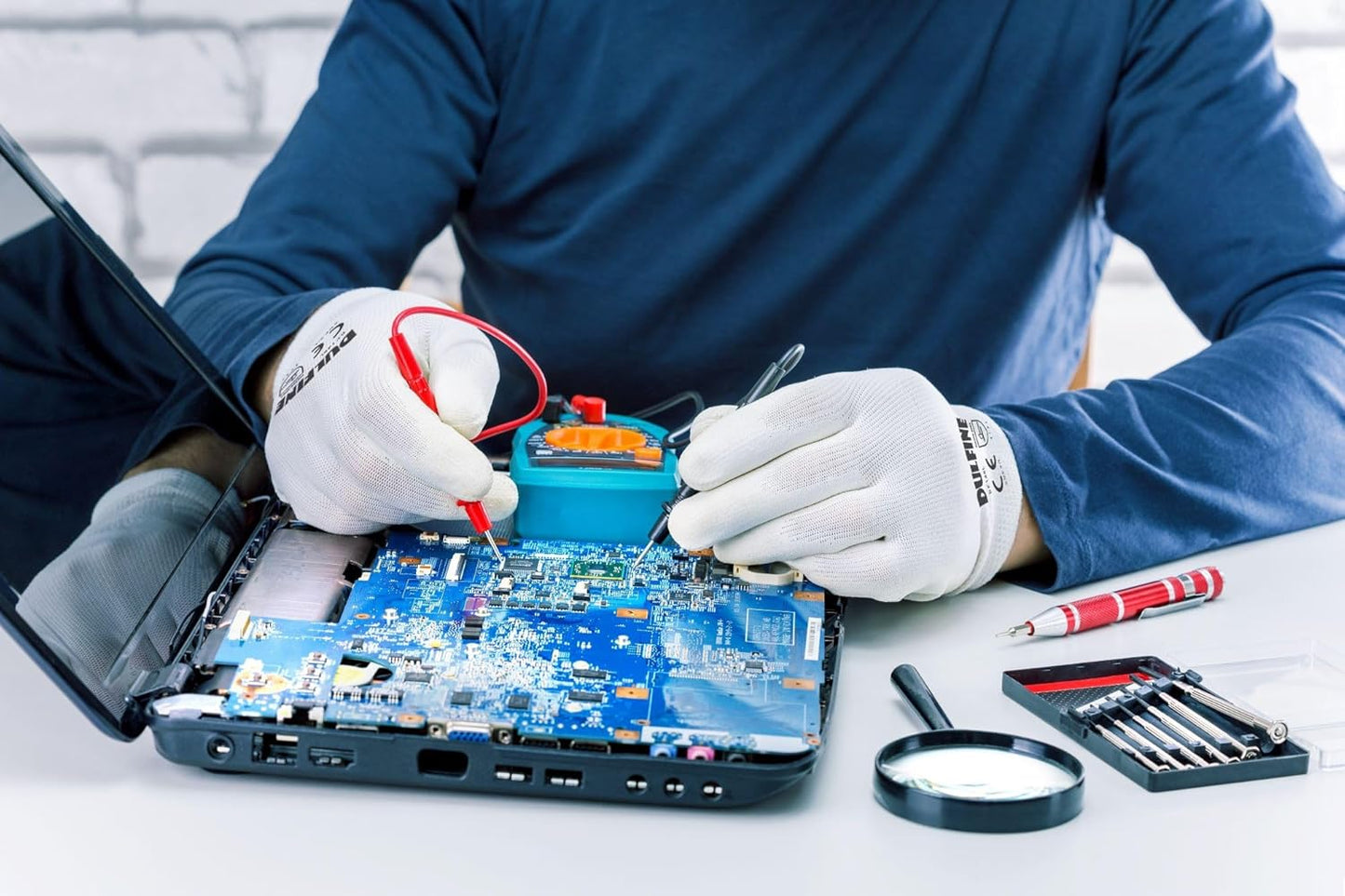 DULFINE Safety Work Gloves PU Coated-12 Pairs,White Seamless Knit Glove with Polyurethane Coated Smooth Grip on Palm & Fingers, for Men and Women, Ideal for General Duty Work (Large)