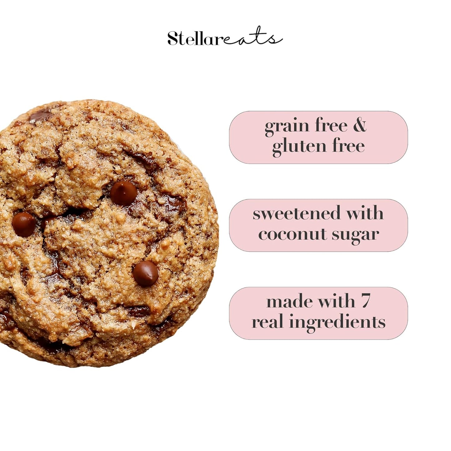 Stellar Eats Grain-Free Chocolate Chip Cookie Mix | Almond Flour-Based | Gluten-Free, Dairy-Free, Paleo-Friendly | Soft, Chewy & Fudgy | Sweetened with Unrefined Coconut Sugar | Makes 14–16 Cookies