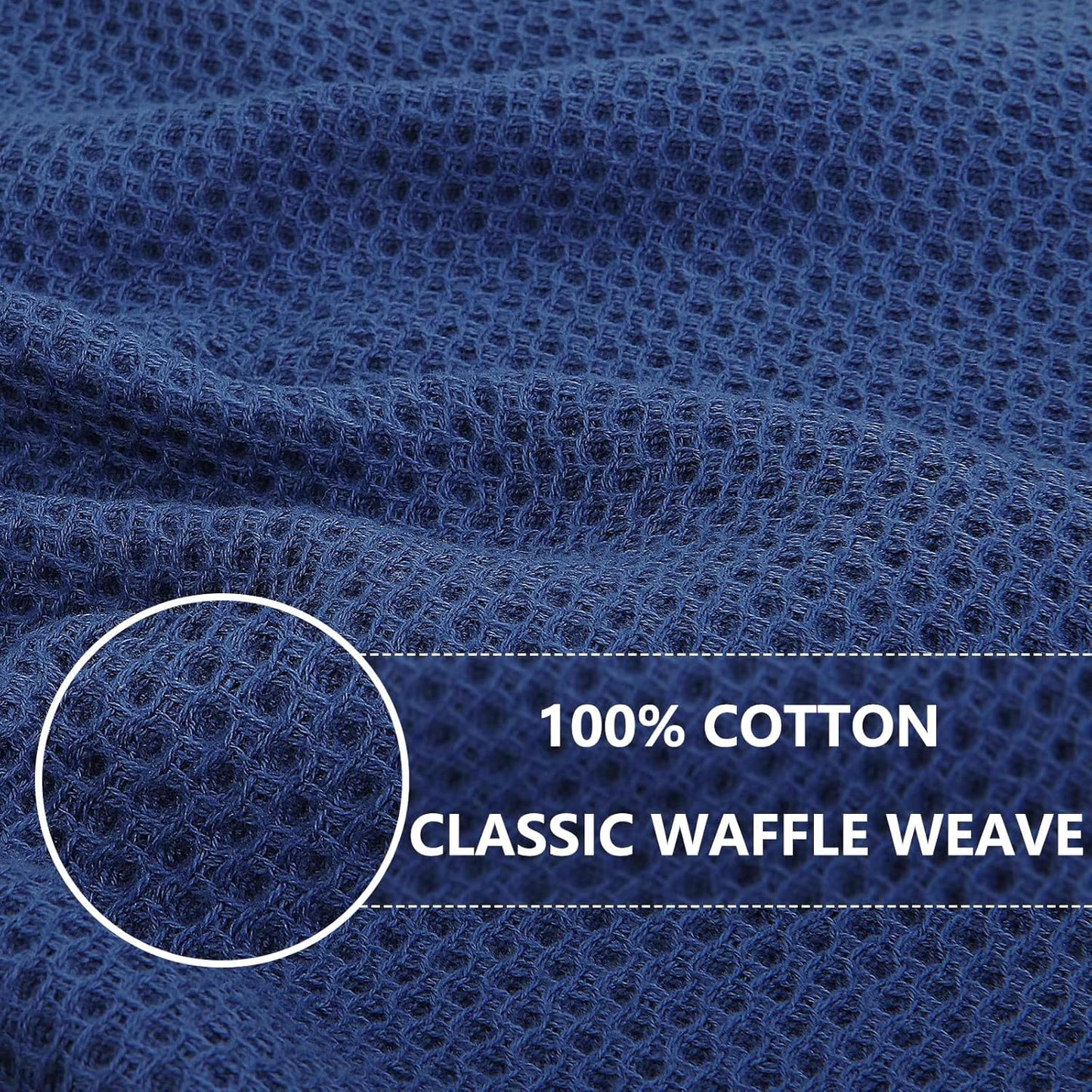 Homaxy 100% Cotton Waffle Weave Kitchen Dish Towels, Ultra Soft Absorbent Quick Drying Cleaning Towel, 13 x 28 Inches, 18-Pack, Navy Blue