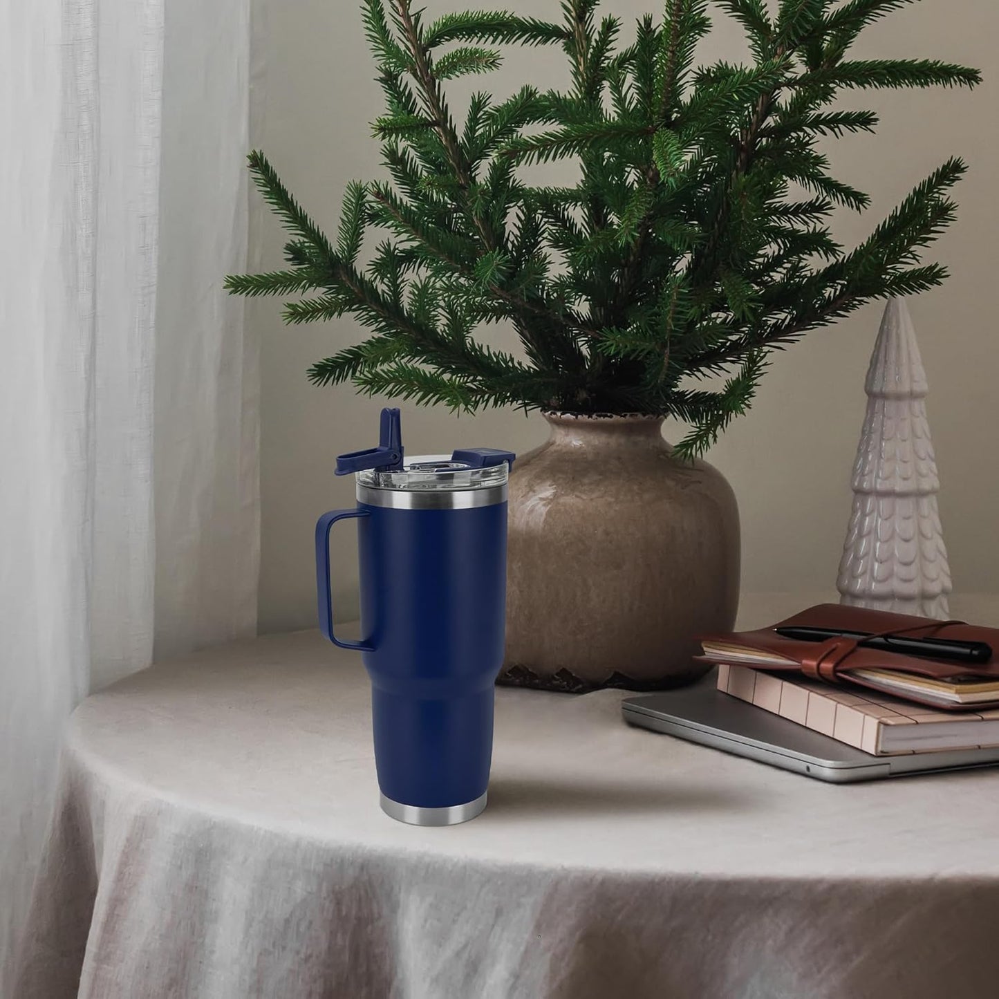 HASLE OUTFITTERS 30oz Tumbler With Handle, Insulated Travel Coffee Mug With Straw Leak-Proof Double Wall Stainless Steel Vacuum Tumblers Metal Cup with Straw for Hot and Cold Drink