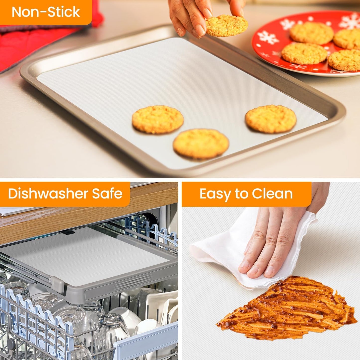 Silicone Baking Mat Roll -Non-Stick Dough Rolling Mat, Food Grade Pastry Baking Mat, Non-slip Silicone Kitchen Counter Mat, Reusable Air Fryer Mat, Washable Oil-Proof Refrigerator Liners