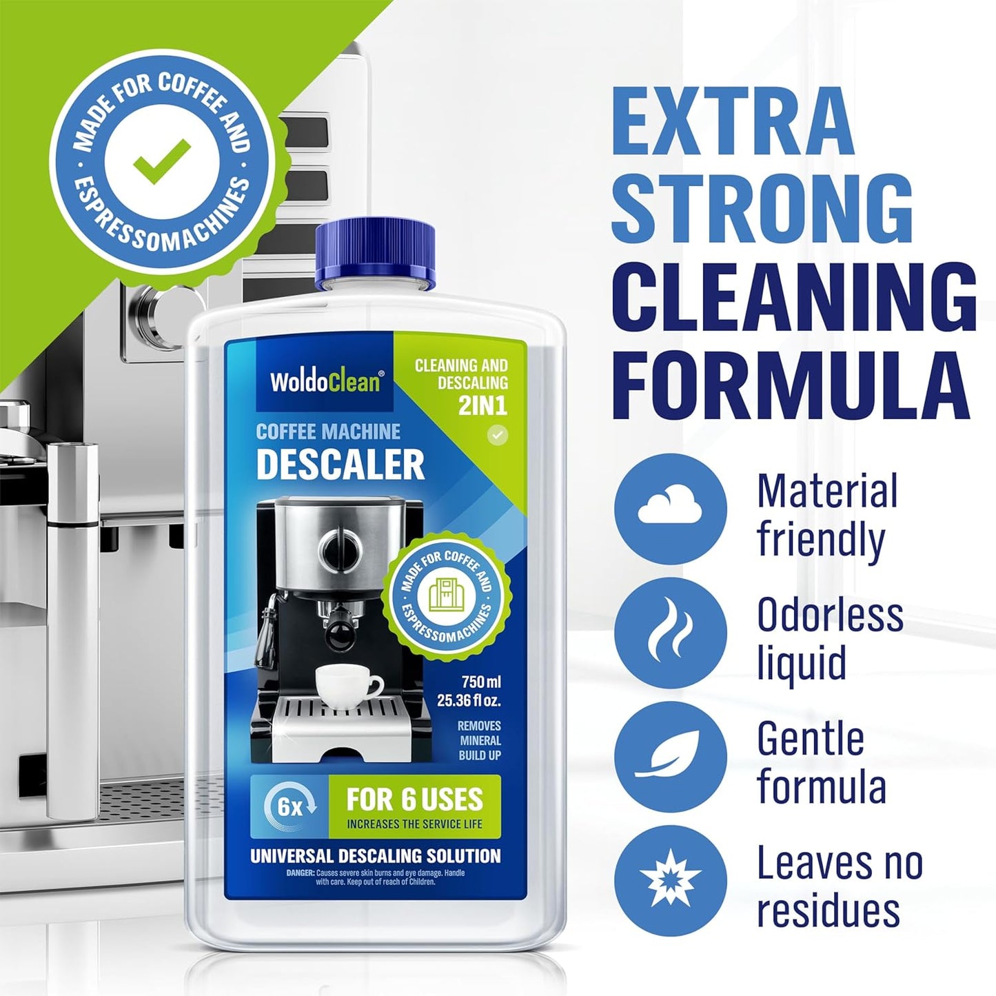 Descaler Solution for Coffee Maker 25.4 oz (6 uses) - compatible with compatible with Keurig, Nespresso, Breville, Ninja, Cuisinart