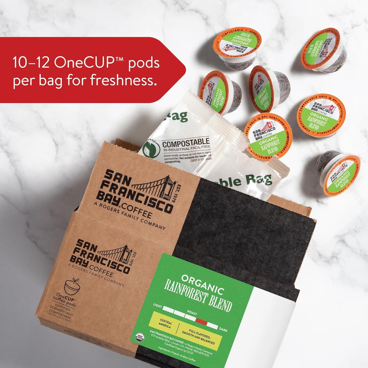 San Francisco Bay Compostable Coffee Pods - Organic Rainforest Blend (80 Ct) K Cup Compatible including Keurig 2.0, Medium Dark Roast