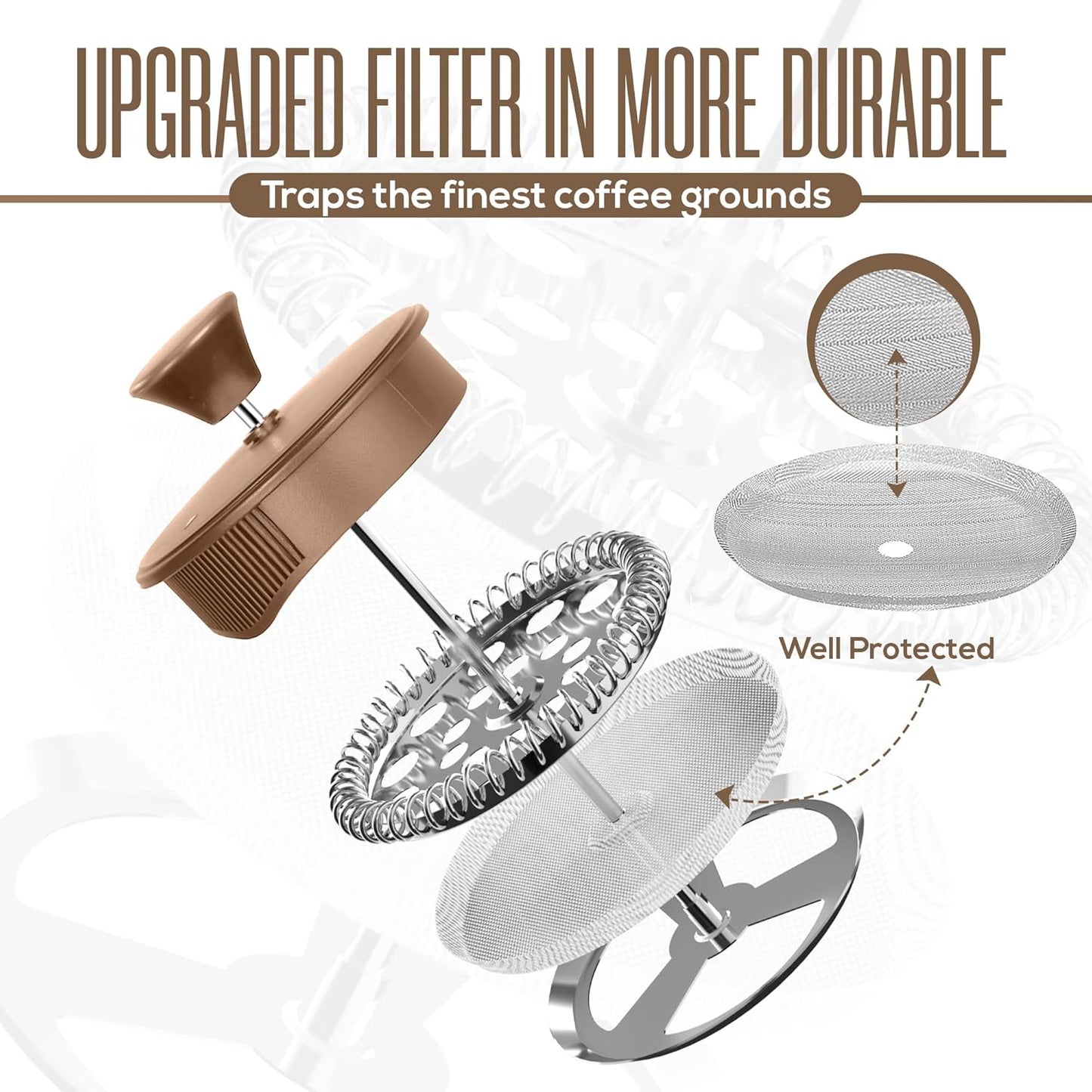 Utopia Kitchen 12 Ounce 0.35 Liter French Press Coffee Maker, Tea Maker, Travel Coffee Presses, Heat Resistant Thickened Borosilicate Coffee Pot for Camping Travel Gifts, Brown Pack of 1