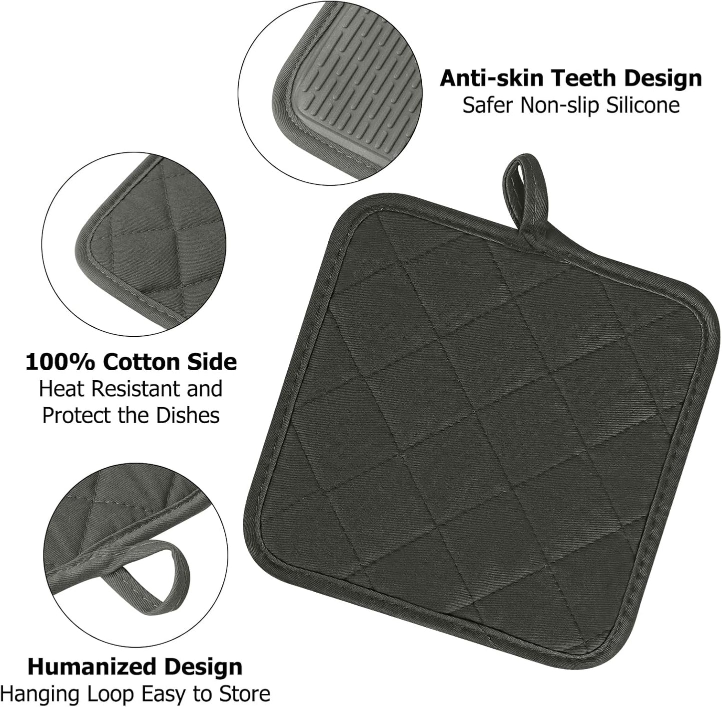 Kitchen Set Pack Of 5, Oven Mitts Pot Holders Pad And Towel Set, Heat Resistant Silicone Kitchen Mini Oven Mittens for 500 Degrees, Mini Oven Gloves and Hot Pads for Baking Grilling Barbecue Microwave