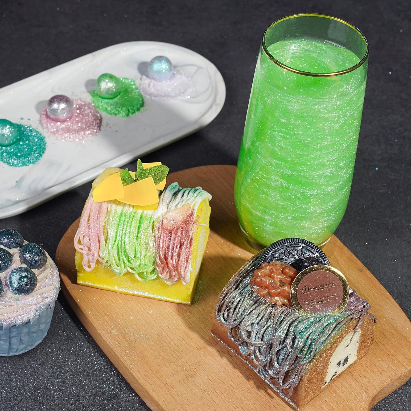 NiHome Edible Food-Grade Glimmer Powder Glitter Luster Dust Metallic Food Decorating Sprinkle Glimmery Dust for Drink Wine Beverage Cake Candy Dessert Bakery Restaurant Vegan (0.18oz/5g, Fruit Green)