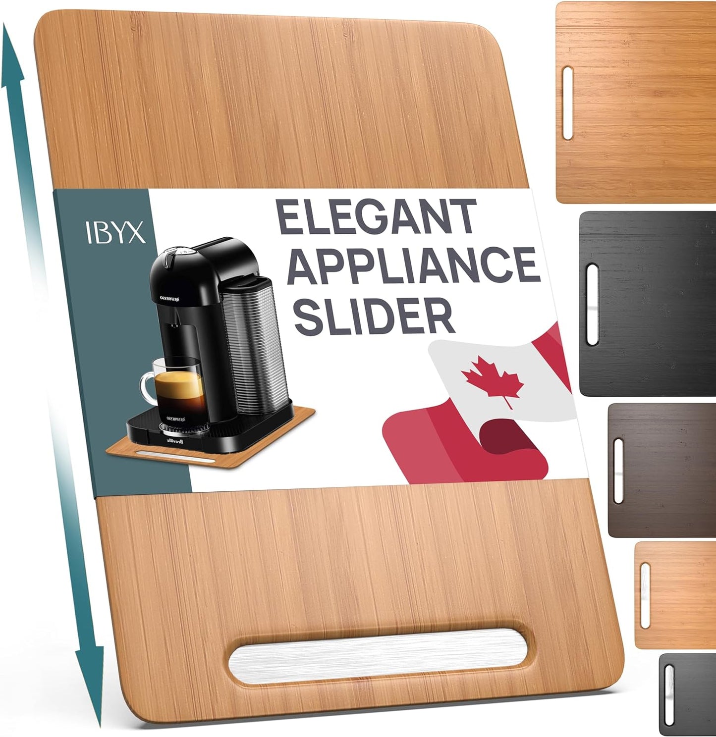 Ibyx Elegant Sliding Tray for Your Coffee Maker & Heavy Kitchen Appliances - Sturdy, Slides Easily from Under The Cabinet (Natural, 9.5”W x 14”D)