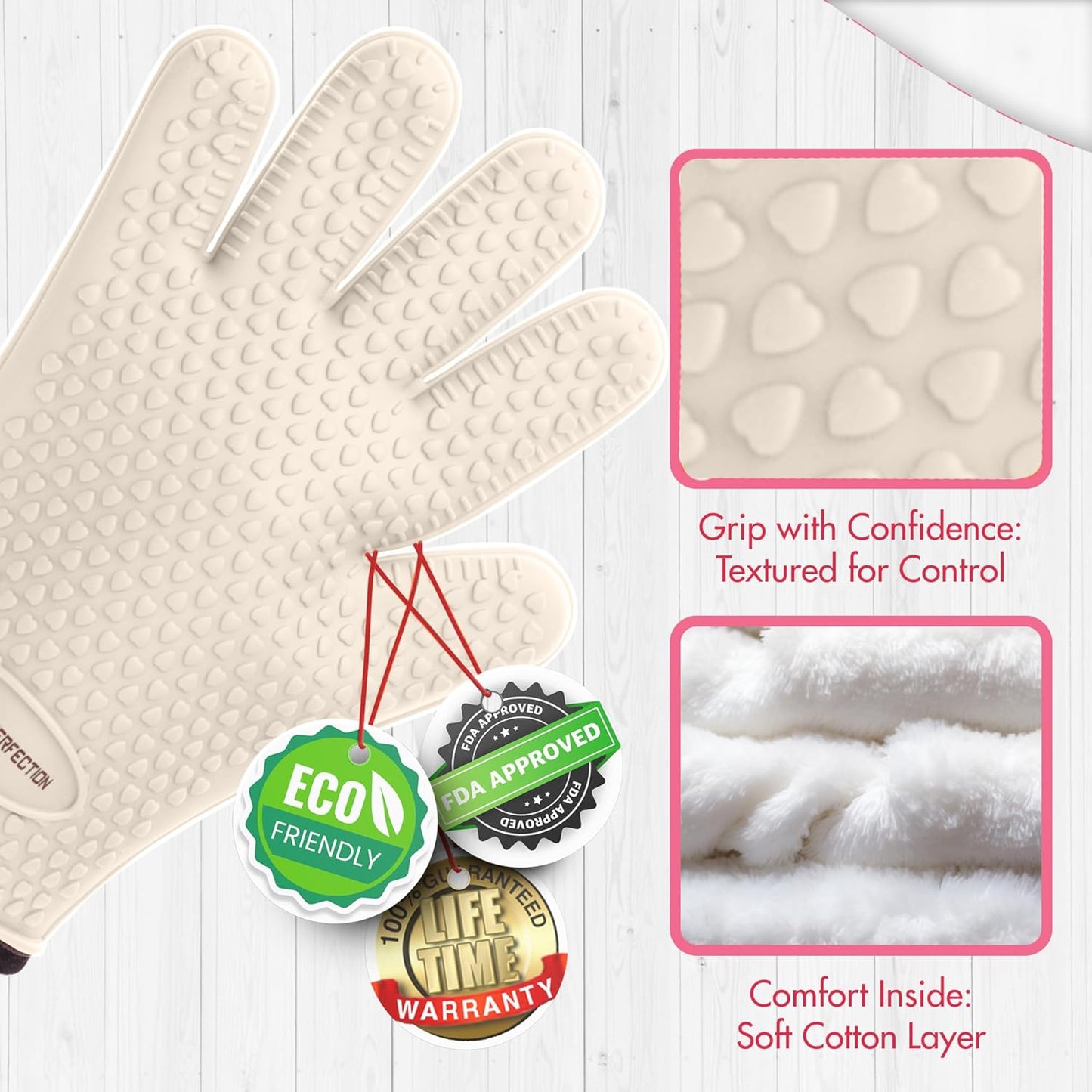 KITCHEN PERFECTION Silicone Smoker Oven Gloves For Women -Extreme Heat Resistant BBQ Gloves -Handle Hot Food Right on Your Smoker Grill Fryer|Waterproof Oven Mitts Grill Gloves |Superior Set+3 Bonuses