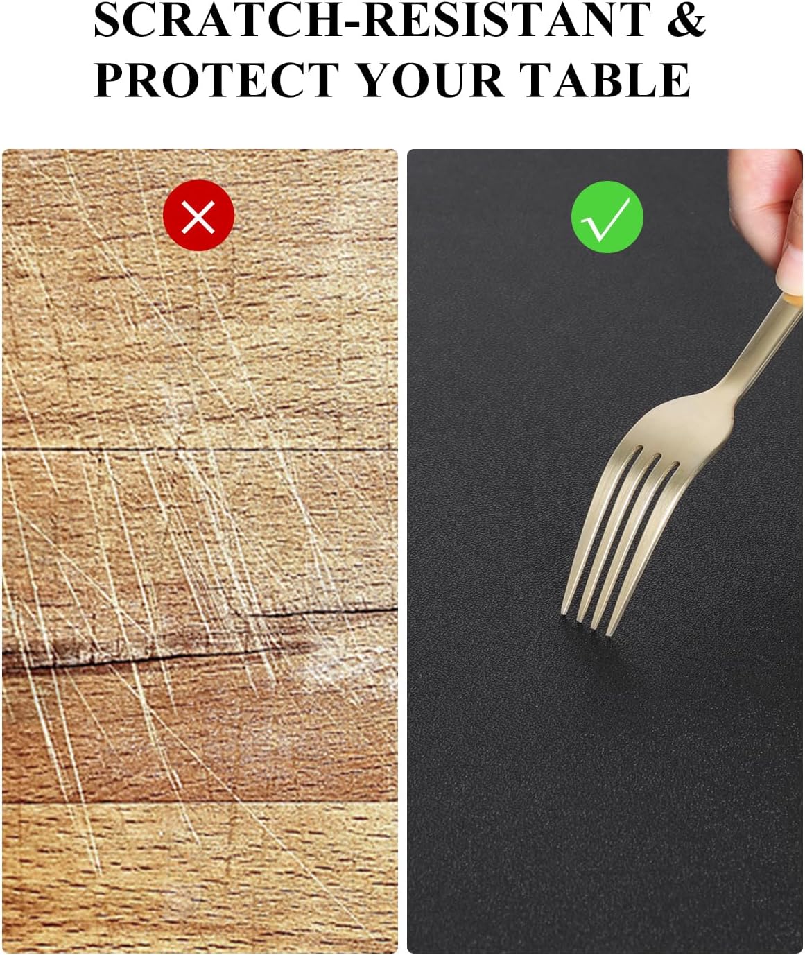 Black Plastic Table Cover Protector, 30" x 60" Waterproof Easy Flat PVC Desk Pad Mat, 1.5mm Thick Rectangle Vinyl Table Top Protector for Dining Room Table, Office, Dresser