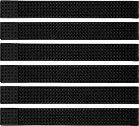 Tioncy 6 Pcs Bar Mat for Countertop 24 x 3 Inch Non Slip Rubber Mat Service Spill Cocktail Bartending Restaurants Barbershop Clippers Salon Tools, Black