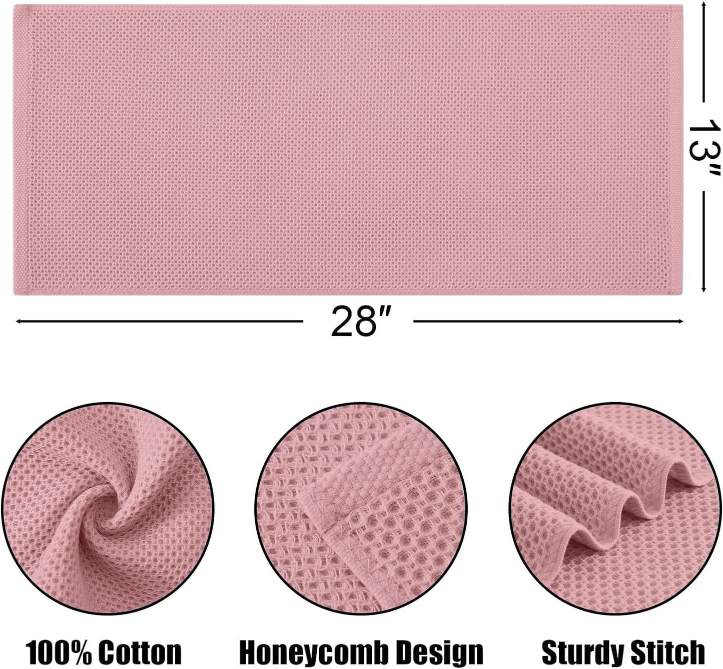 Kitinjoy 100% Cotton Waffle Weave Kitchen Towels (13 X 28 Inches, Dried Roses), 4-Pack Super Soft and Absorbent Dish Towel for Drying Dishes, Kitchen Hand Towels