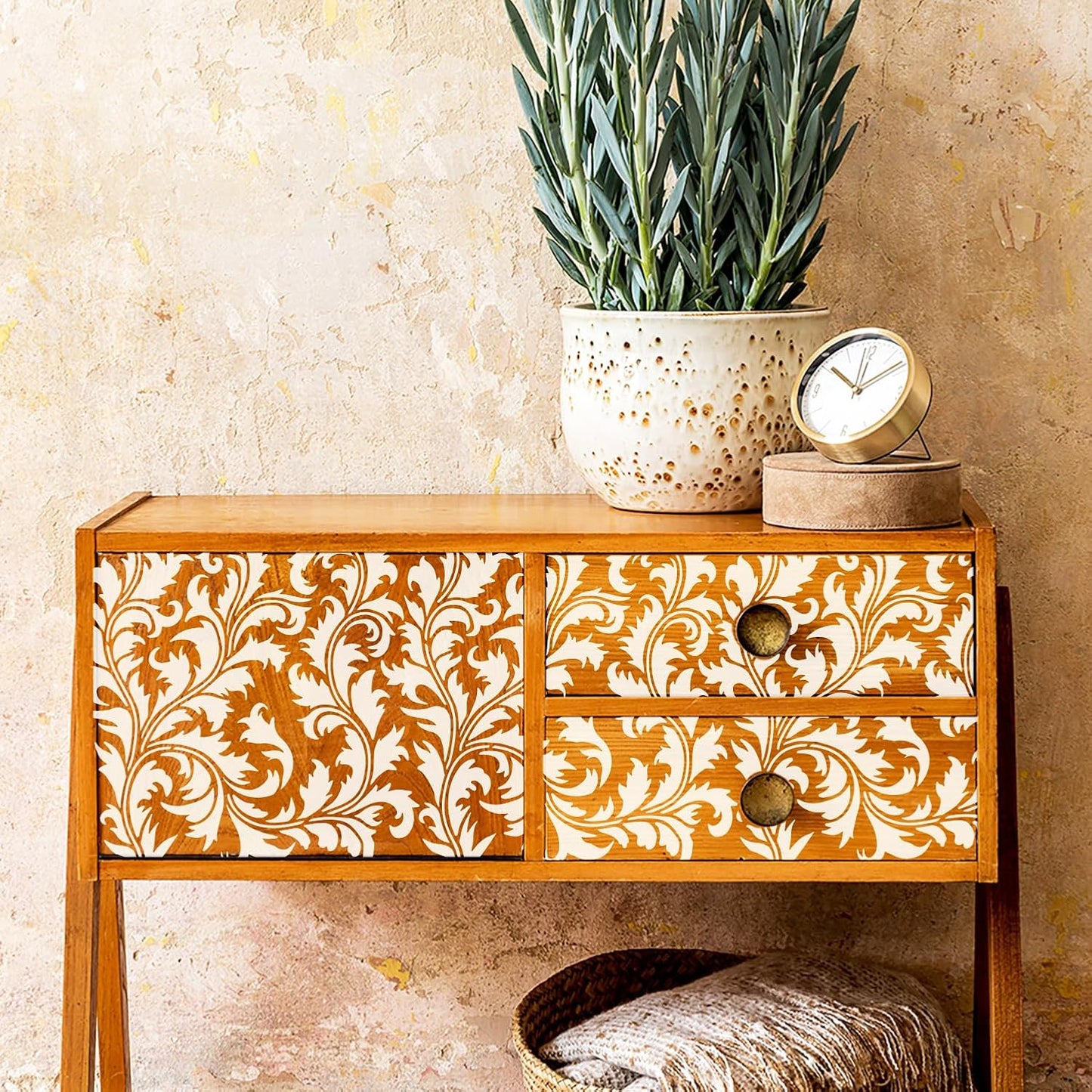 12PCS Large Mandala Stencils 12 x 12 Inch Damask Stencils for Walls Large Texture Drawing Templates with Brushes Mandala Templates for Painting on Wood Furniture Canvas Paper Fabric