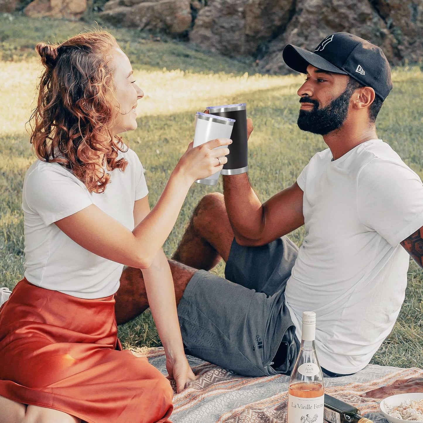 20 oz Tumbler Coffee Tavel Tumblers Bulk with Lid Stainless Steel Double Wall Vacuum Insulated Mug Powder Coated Cups fit Car Cupholder for Hot and Cold - White, 1Pack