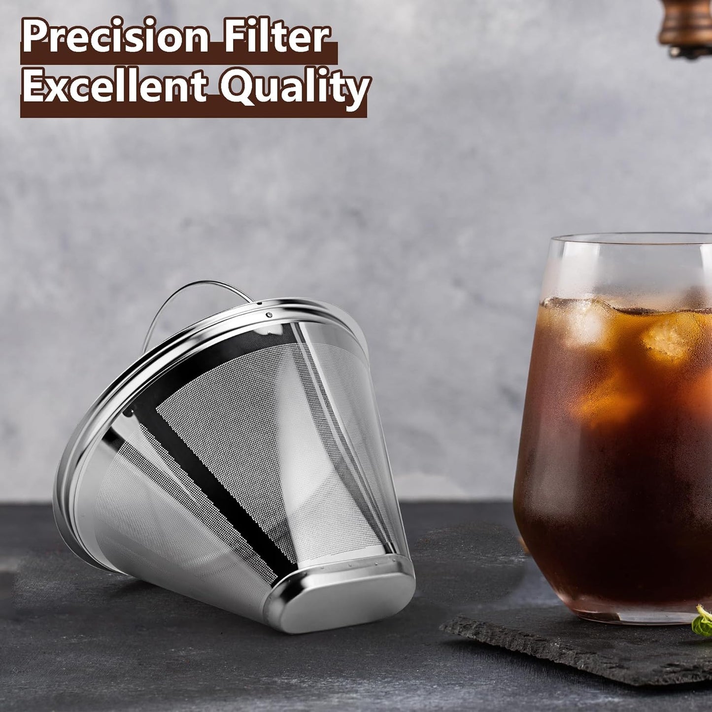 Coffee Filter Compatible with Cuisinart Coffee Maker, Permanent Stainless Cone Filter for Cuisinart DCC 1200P1 3200NAS 3400NAS