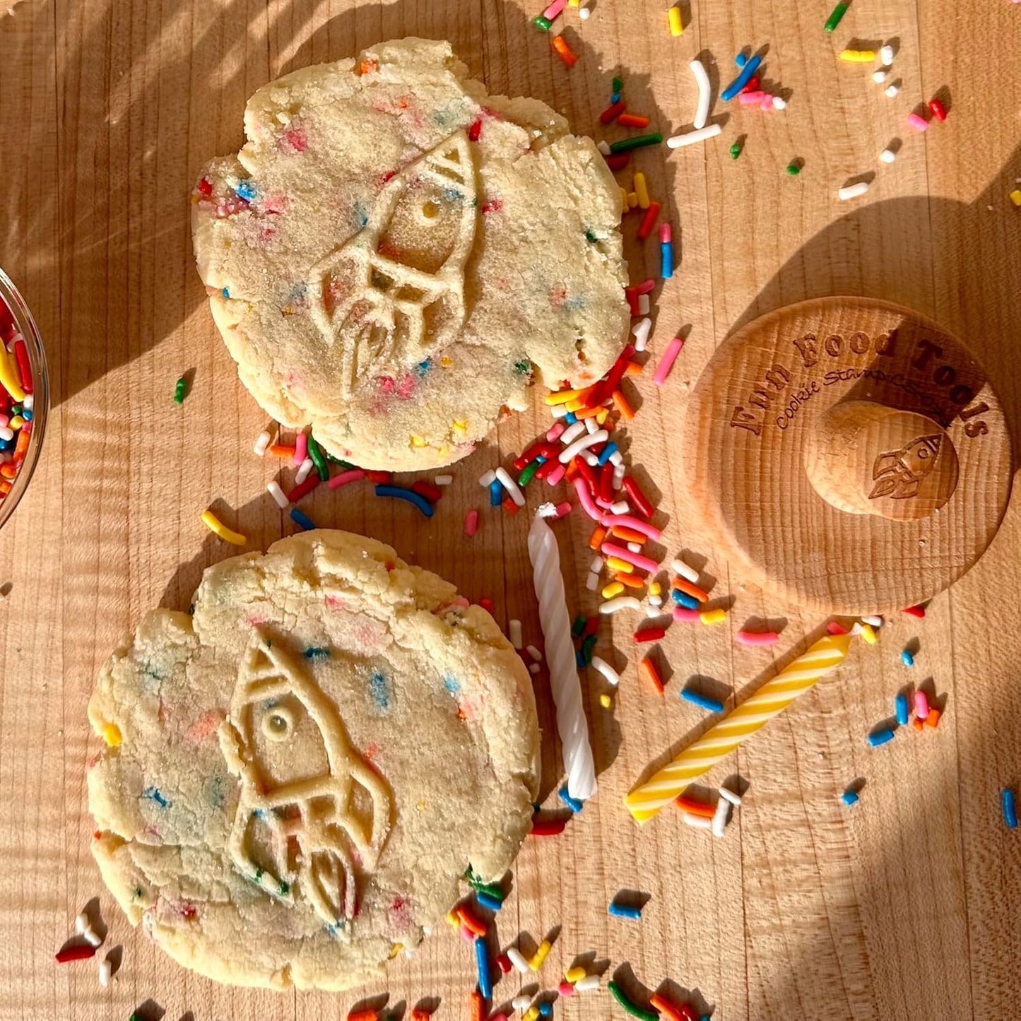 Wood Cookie Stamp, 2.5 Inch (Rocket Ship CS-077)