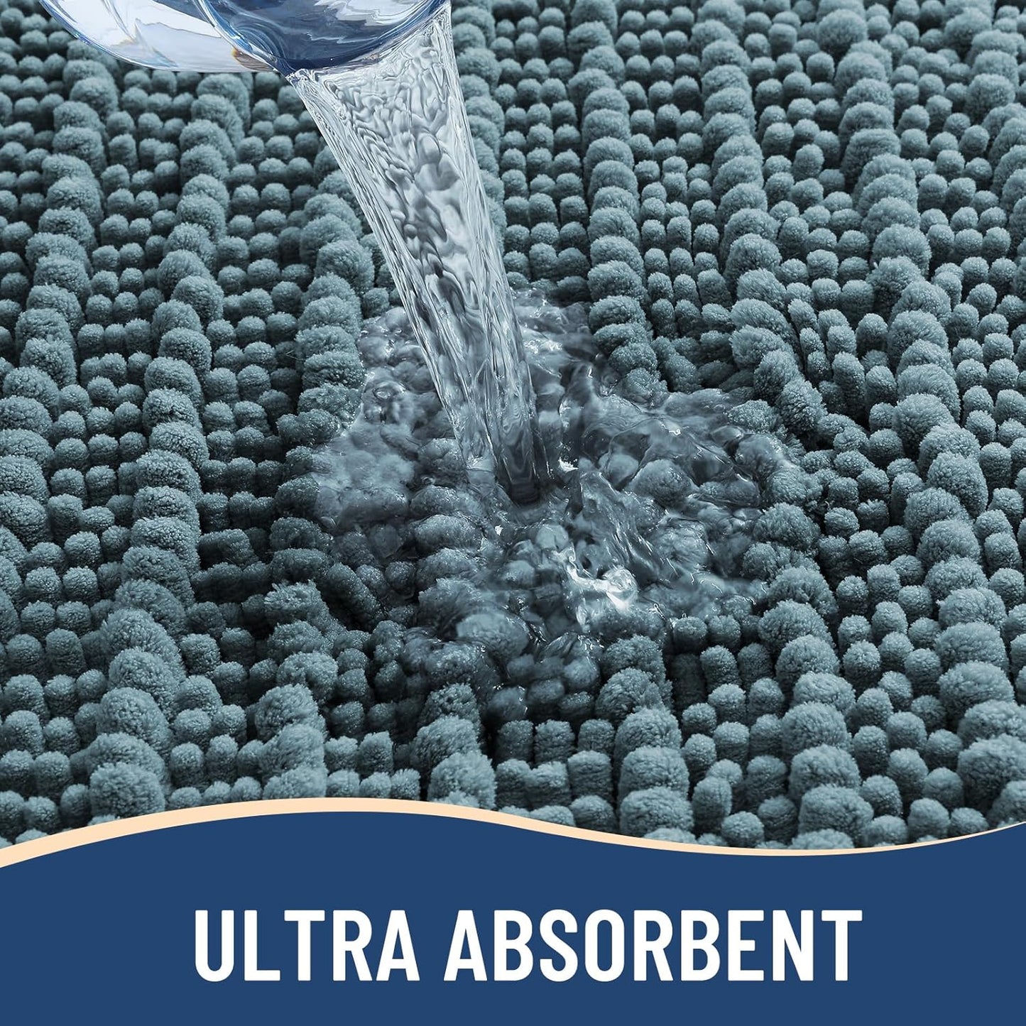 Arotive Luxury Chenille Bathroom Rug Mat, Extra Soft Thick Absorbent Shaggy Bath Rugs, Non-Slip Machine Wash Dry, Plush Bath Mats for Bathroom, Shower and Tub, 30x20, Smoky Gray