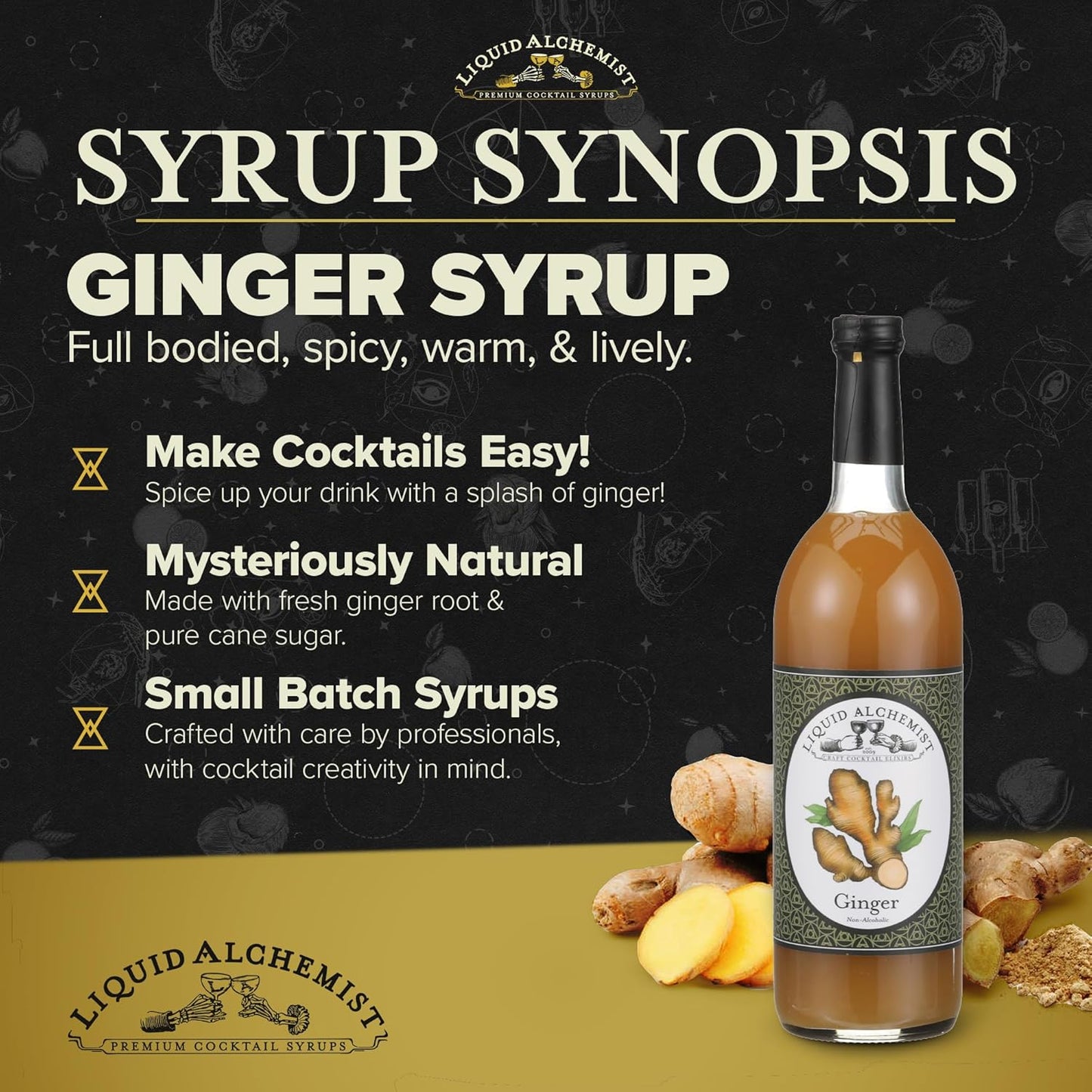 Liquid Alchemist Ginger Syrup for Cocktails - Real Ingredients Make our Liquid Ginger Puree for Cocktails the Perfect Moscow Mule Cocktail Syrup - Our Moscow Mule Mixer is Non-GMO, & Vegan (12 oz)