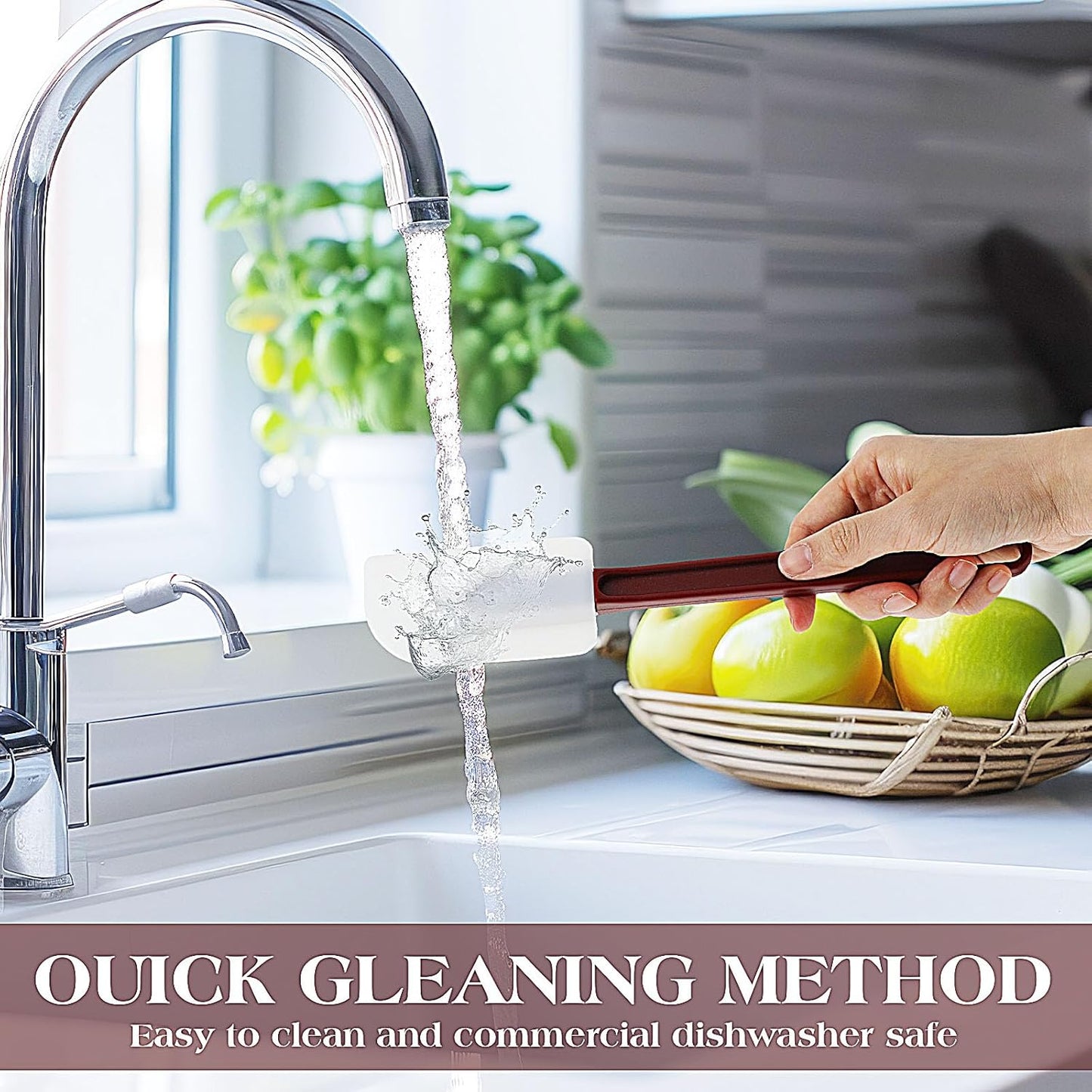 Set of 4 Silicone Spatula Rubber Spatulas Heat Resistant Silicone Spatulas High Temp Commercial Silicone Spatula for Kitchen Cooking Mixing Frying Spreading Baking, Dishwasher Safe