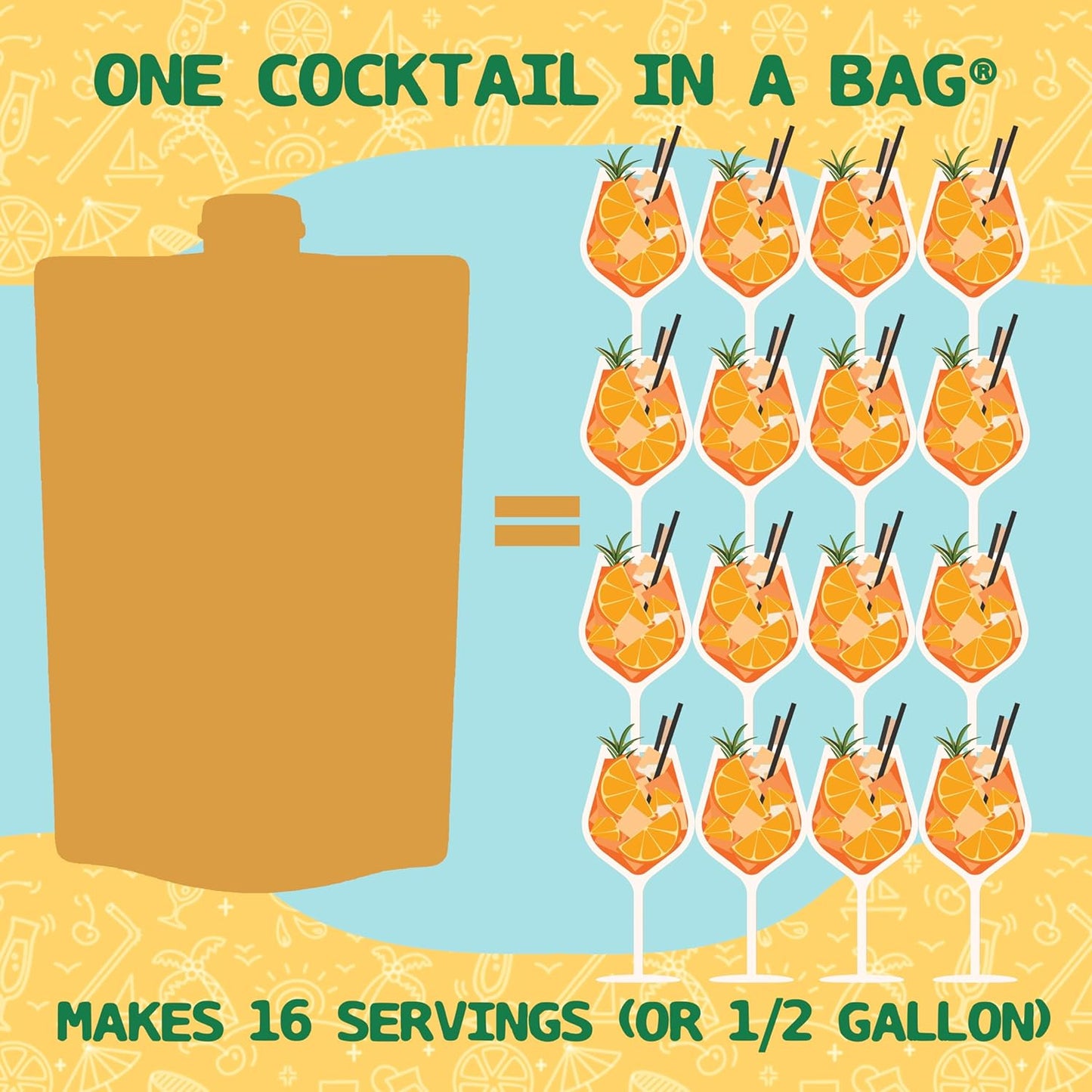 Lt. Blender's Peach Bellini in a Bag - Wine Slushie Mixes - Each Bag Makes 1/2 Gallon of Frozen Peach Bellini Mix – Non-GMO Wine Freezer mix - Make with Wine, Liquor or as a Mocktail - (Pack of 5)