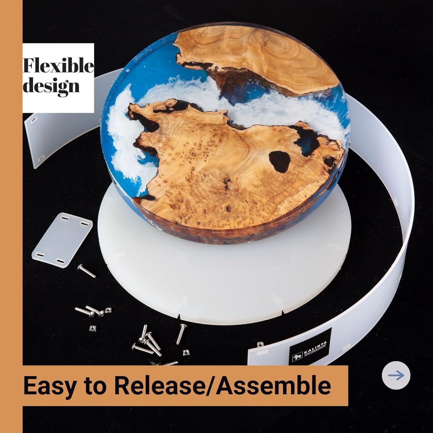 Resin Mold Large Round Deep -Kalinta 18inch Reusable Epoxy Round Molds for Resin Clock, Serving Tray Board, End Table，Floral Preservation Bouquet