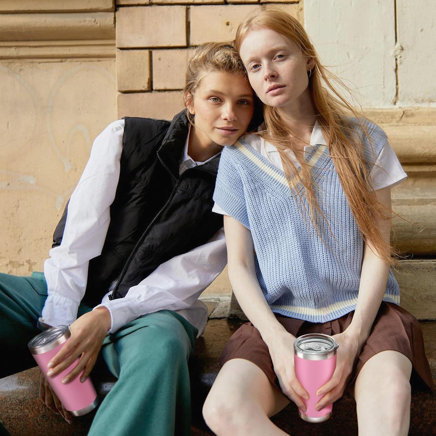 20 oz Tumbler with Lid Stainless Steel Insulated Tumblers Bulk Double Wall Vacuum Cups Powder Coated Travel Mug Keep Drinks Cold and Hot, Pink, 12 Pack