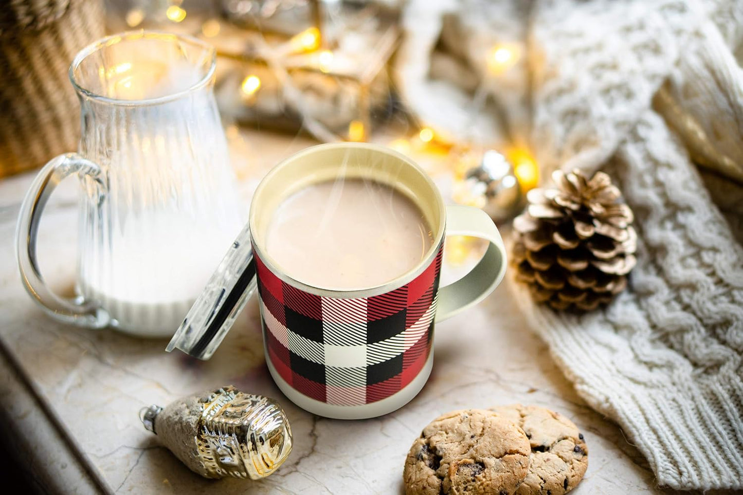 asobu Ultimate Ceramic Travel Mug, 12oz Insulated Stainless Steel Coffee Cup with Handle & Splash-Resistant Lid, Ceramic Lined for Pure Taste, BPA-Free, Double-Wall Vacuum for Hot Drinks