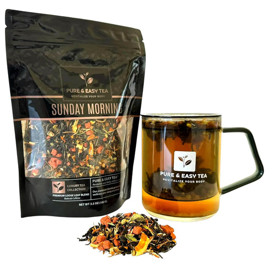 Pure And Easy Tea, Premium Loose Leaf Black Tea with Guava and Strawberry, 100% Natural & Unsweetened, Enjoy Hot or Iced, Makes 30+ Cups, 100g (3.5oz)