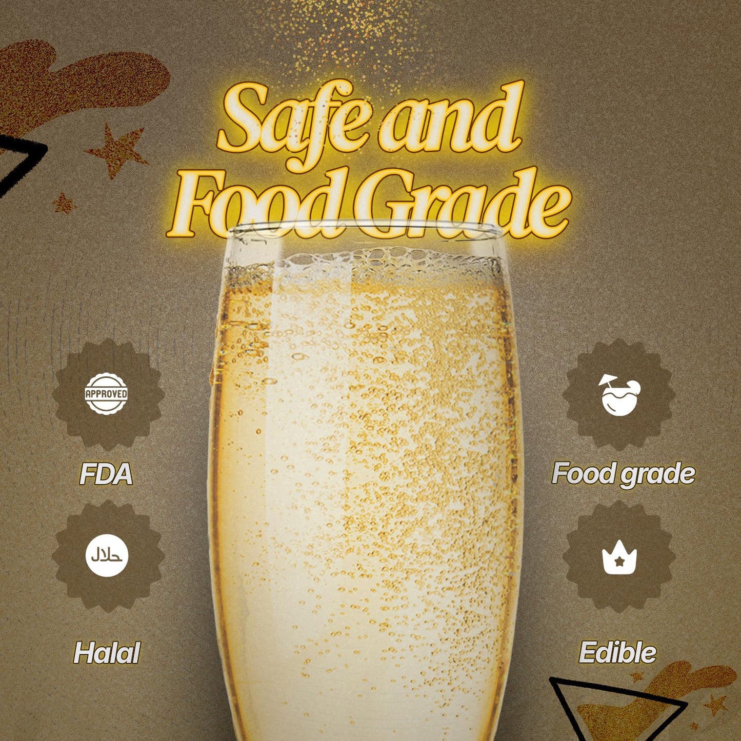 BeePoint Gold Edible Glitter for Drinks 15g - Food Grade, Vibrant Color Shimmer Powdered Dust for Drinks, Cocktails, Cake Decorating, Baking, Chocolates, Candy, Sweets, & Cookies - Vegan & Gluten Free