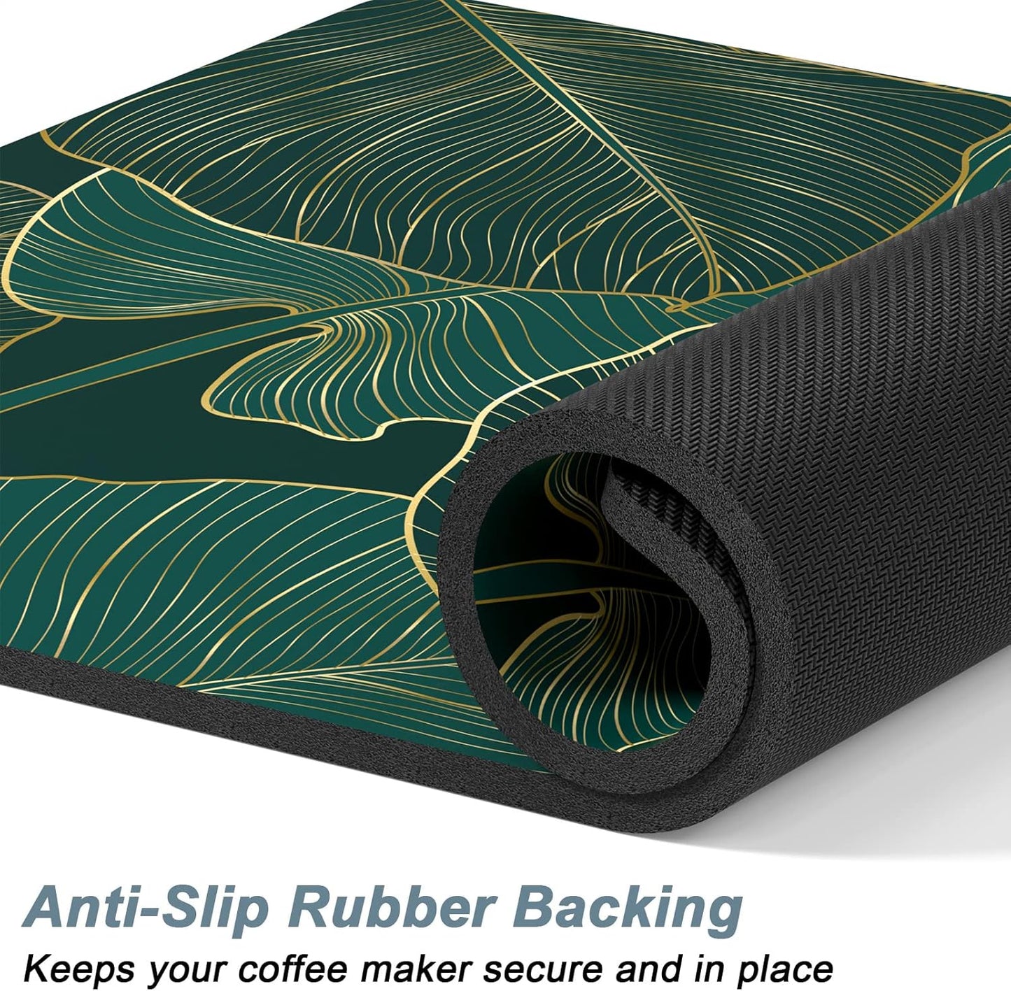 Rnivvi Coffee Mat, 12" x 19" Cute Tropical Theme Coffee Bar Mats for Espresso Machine Station Accessories and Organizer, Hide Stain Rubber Backed Absorbent Dish Drying Pad for Kitchen Counter, Palm