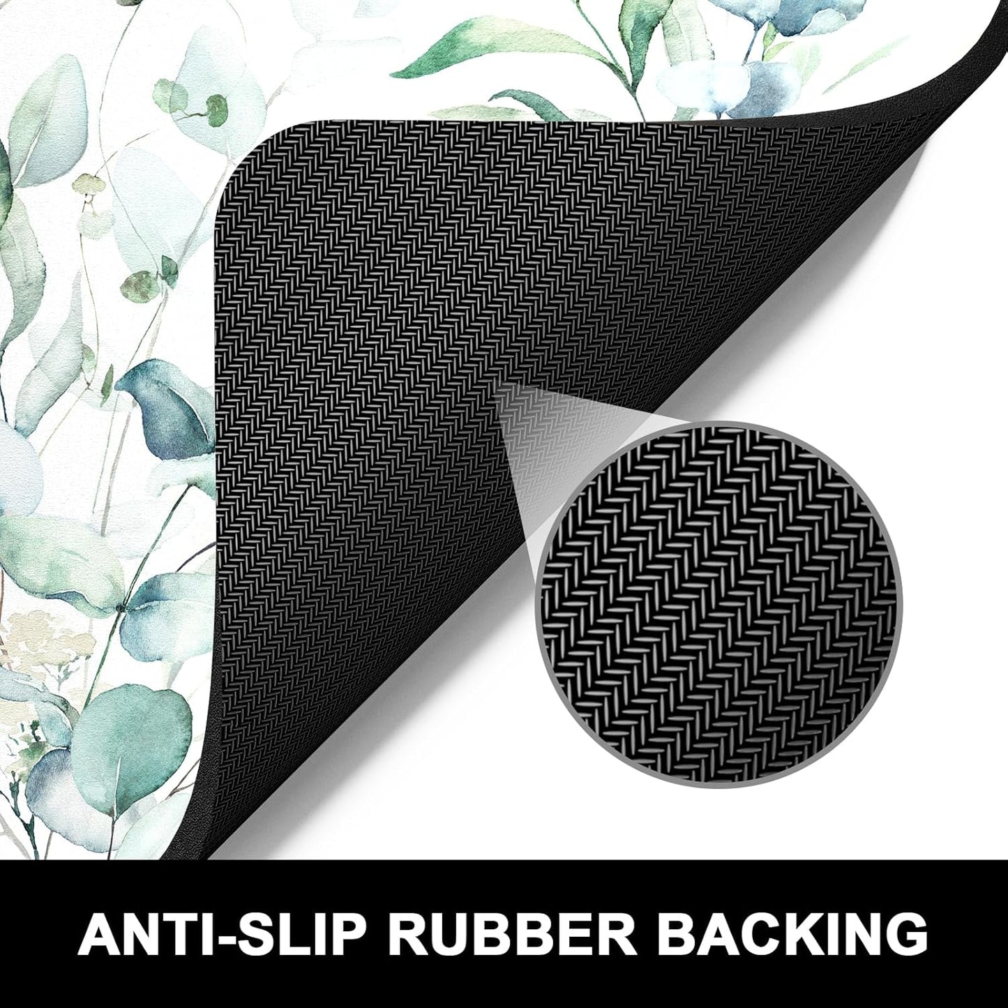 Rnivvi Dish Drying Mat for Kitchen Counter, 16 x 18" Cute Boho Theme Absorbent Heat Resistant Drying Pad with Non-slip Rubber, Coffee Bar Mats for Dish Rack Kitchen Decor Accessories, Leaves