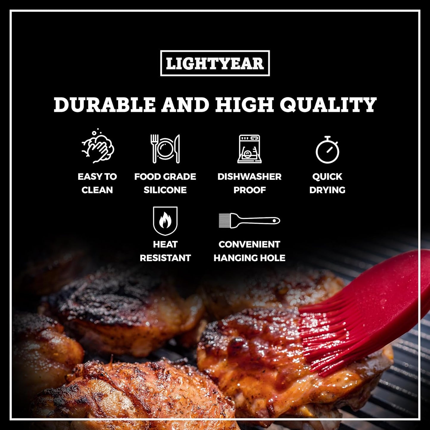 Lightyear Silicone Basting Pastry Brush Set (2 Pcs) ❘ 450°F Heat Resistant Oil Brush for Your Kitchen - Ideal For BBQ’s, Baking & Cooking | 100% Food Grade Silicone - BPA Free & Dishwasher Safe