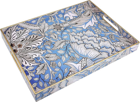 Rectangle Serving Tray with Handles, Coffee Table Tray for Ottoman, Living Room, Outdoor Tray for Patio Entertaining, Serving Breakfast Kitchen Platter, Windrush