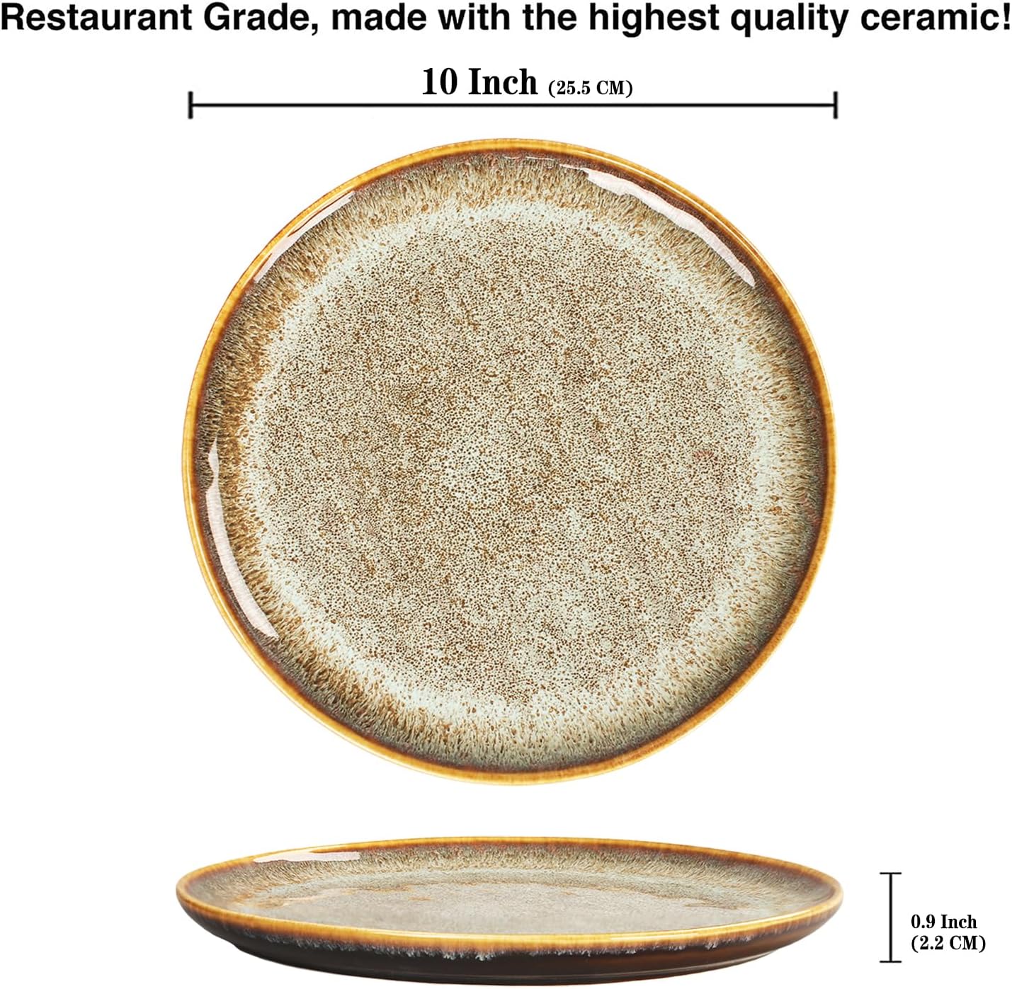 Ceramic Dinner Plates Dish Set,Set of 4,for Lunch snacks -Microwave Oven & Dishwasher Safe,Scratch Resistant,Dinnerware Kitchen Porcelain Serving Dishes 10 Inch Round