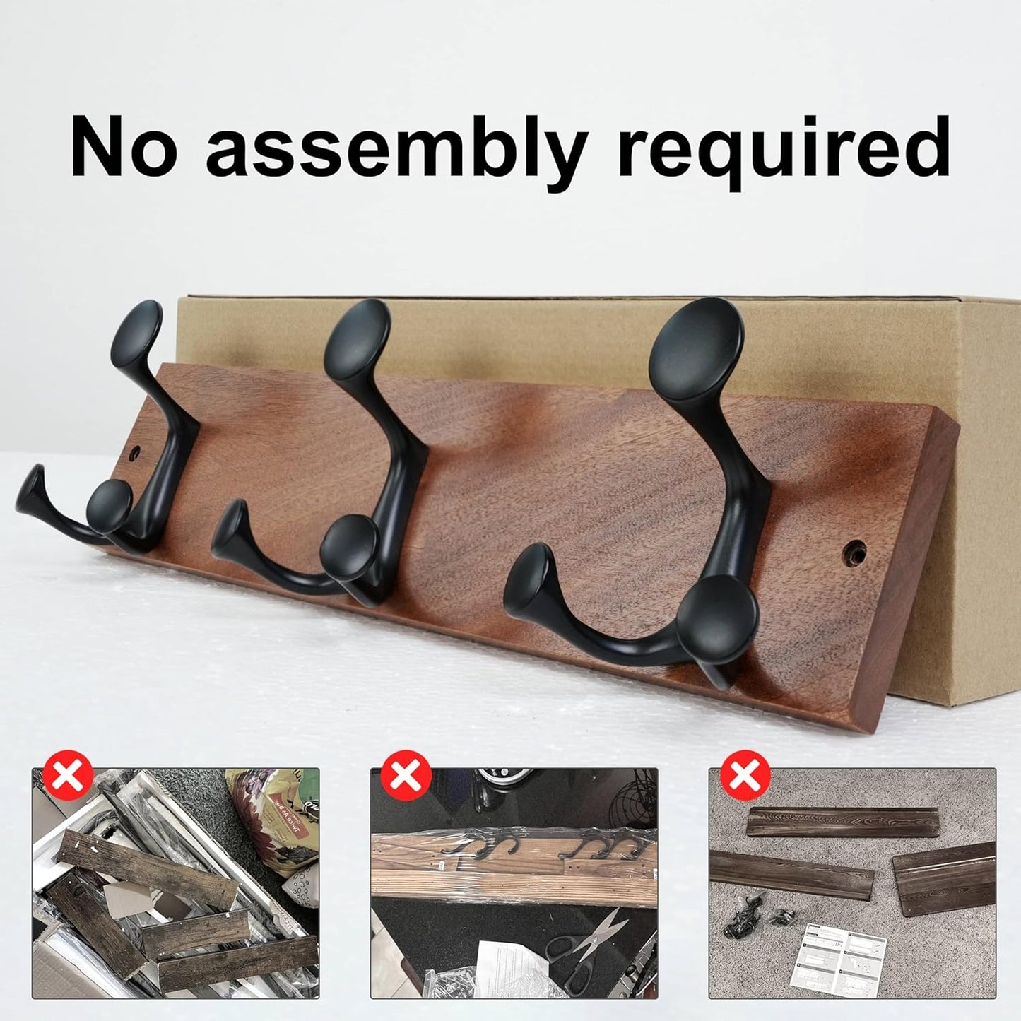 SKOLOO 17-Inch Wood Coat Rack Wall Mount with 3 Triple Hooks - Ideal for Family Entrances, Classrooms, and Pet Supplies Storage - Perfect Coat Hooks for Wall,Mahogany (Sapele)