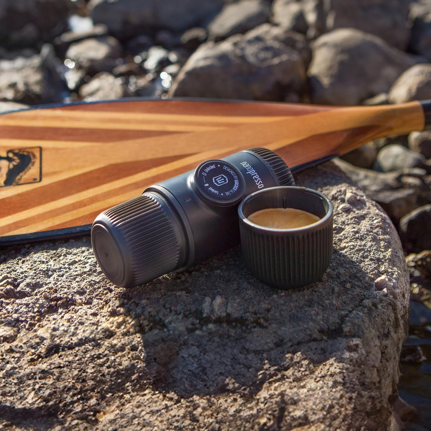 WACACO Nanopresso Portable Espresso Maker Bundled with Protective Case, Mini Travel Coffee Machine, Perfect for Camping, Travel and Office（ Black）