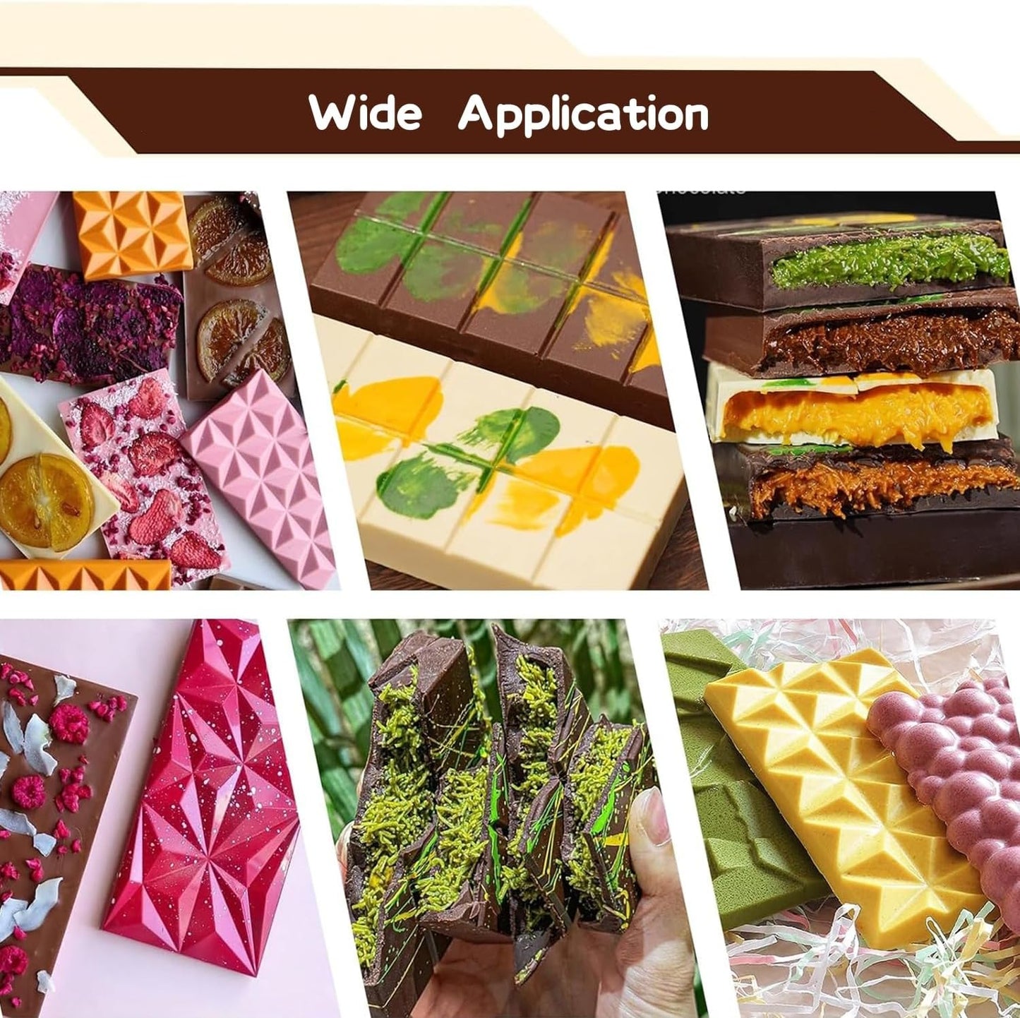 Chocolate Bar Mold, Food Grade Deep Large Silicone Chocolate Molds for Dubai Chocolate Bar Pistachio Chocolate Stuffed Bar Candy Knafeh Kit