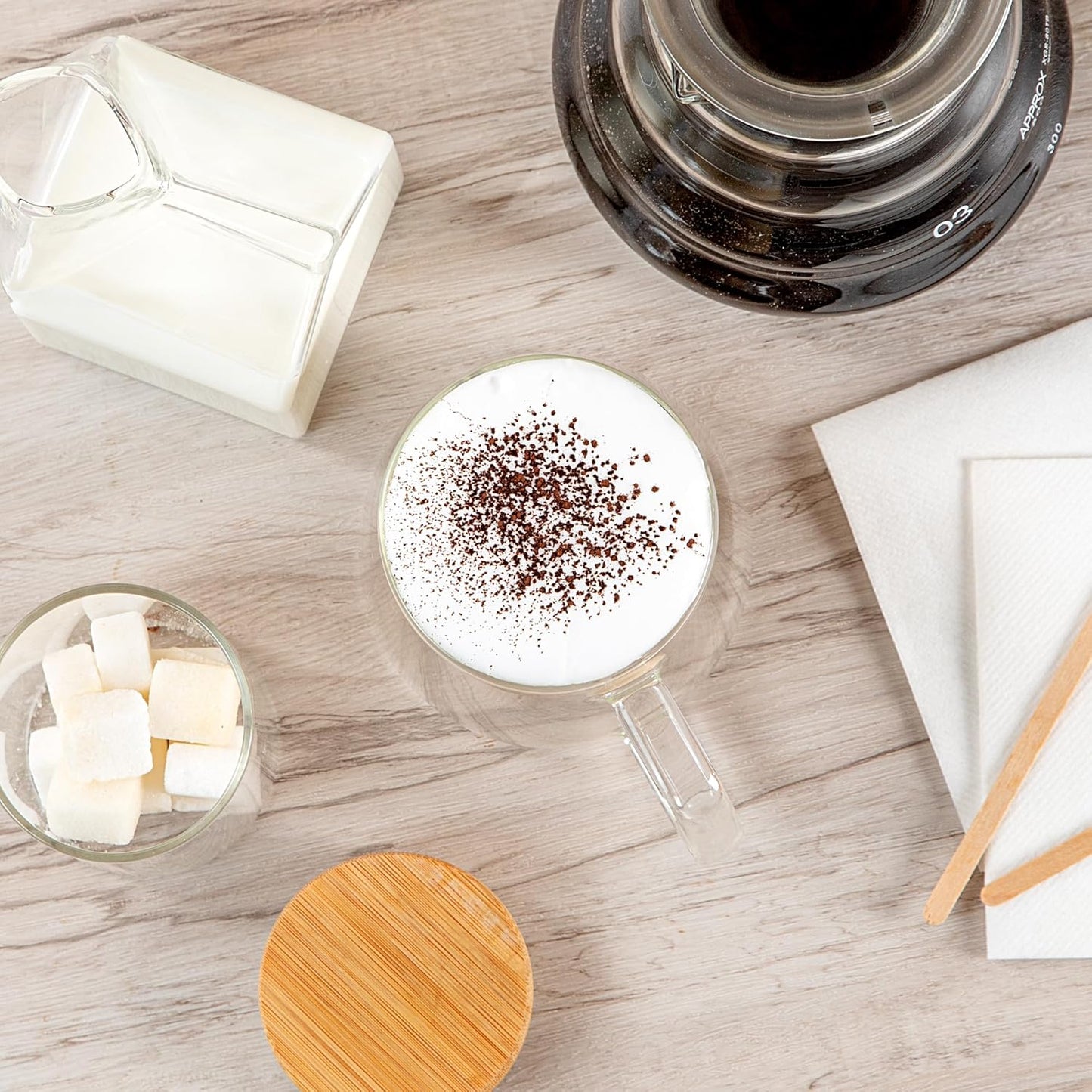 Restaurantware-Forma Professional 6.8 Ounce Double Wall Coffee Mugs, 12 Insulated Coffee Mugs With Handle - Dishwashable, Reusable, Clear Glass Beverage Cups, Freezable, For Hot Or Cold Beverages