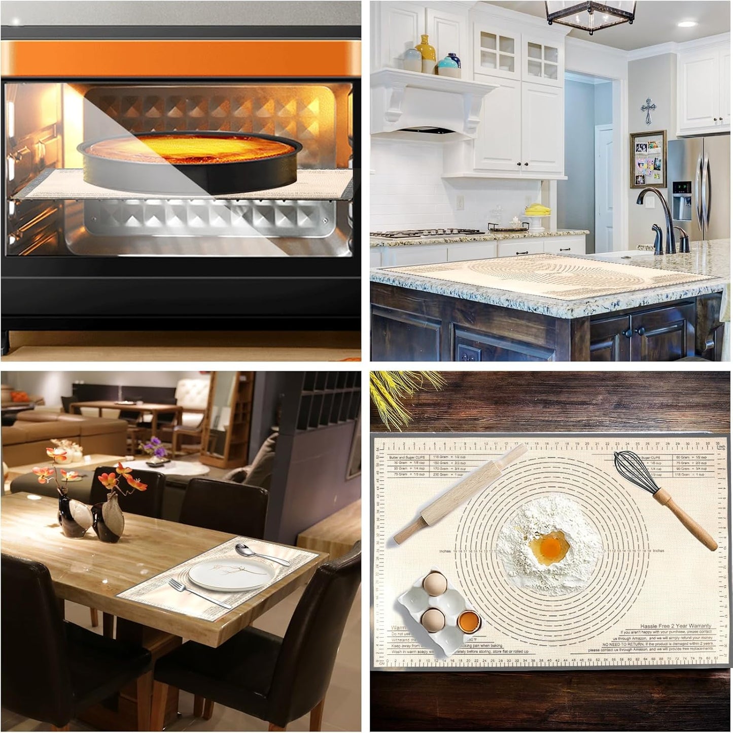 Silicone Pastry Mat 28X20 Inches Baking Mat with Measurement, Perfect for Dough, Pastry, Cookies, Pie Crust, Fondant, Bread, Sourdough, Pasta, Pizza, Kitchen Counter Mat