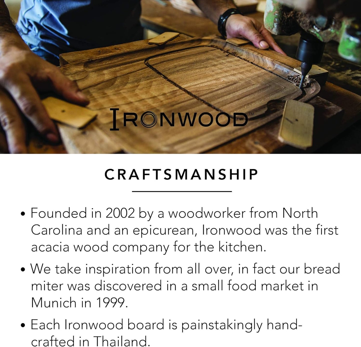 Ironwood Gourmet Oslo End Grain Utility Cutting Board, 14 x 16 Inches, Natural Acacia Wood