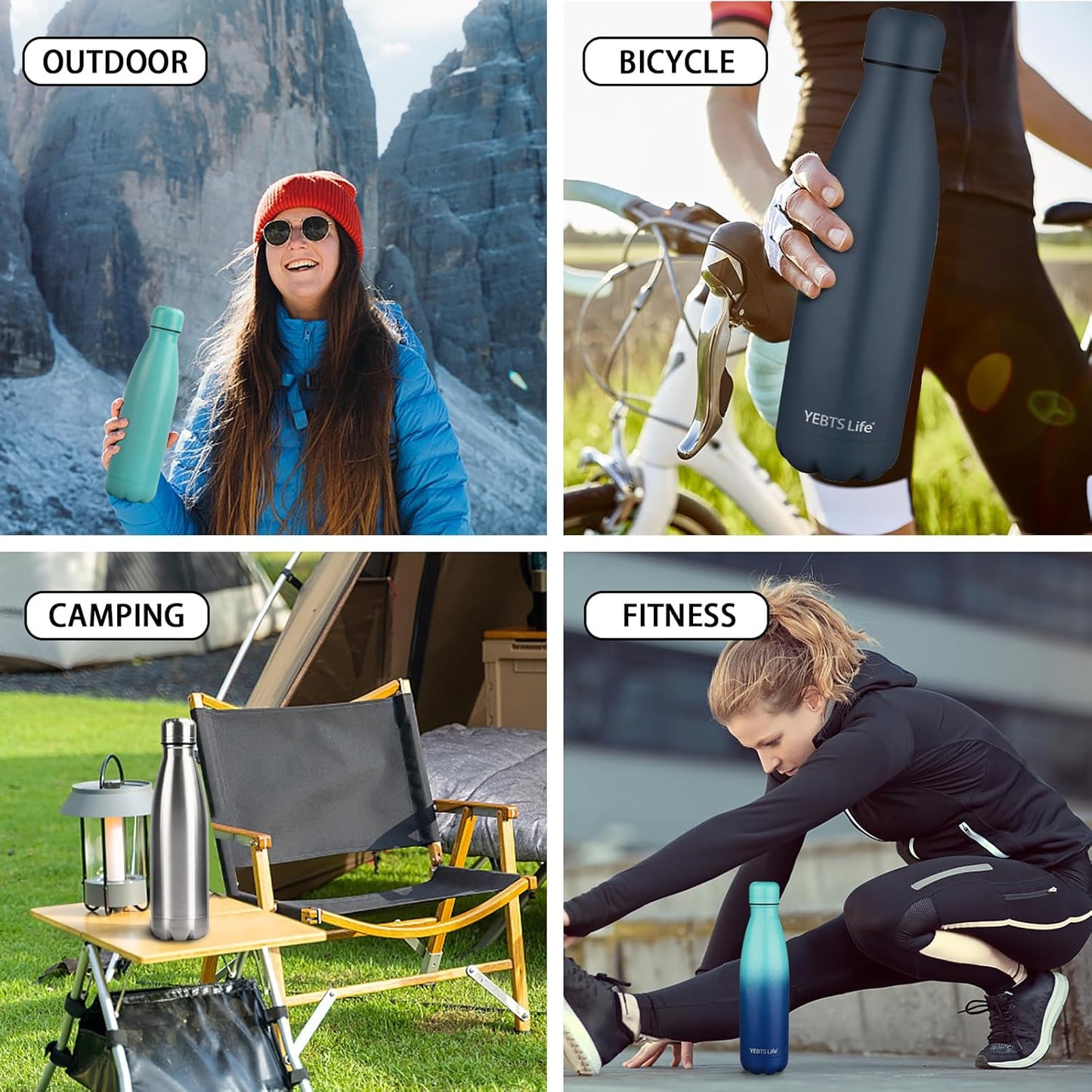 Insulated Water Bottle, 17oz Stainless Steel Water Bottles with straw lid, Metal Sports Water Bottles for Boys,Girls, Double Wall Vacuum BPA-Free Flask for School, Sports (Dark blue)