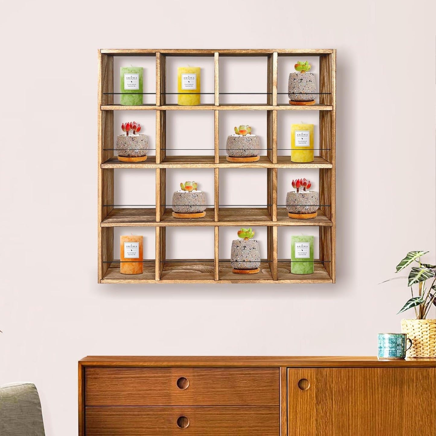 Montex Coffee Mug Holder, Mug Rack Wall Mounted, 3 Tier Coffee Mug Shelf, Rustic Coffee Mug Display Rack for Kitchen, Home, Coffee Bar(16 Grids)