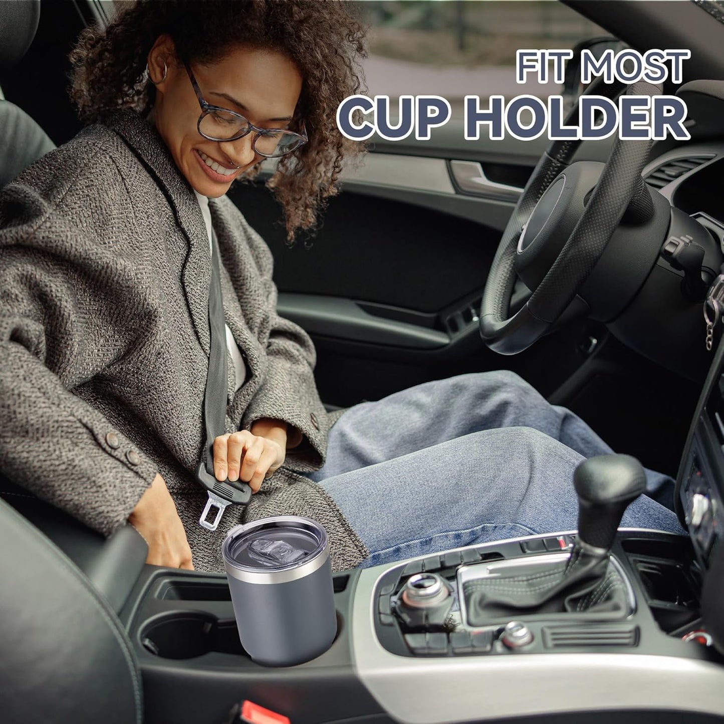 30 oz Tumbler with Lid Stainless Steel Tumblers Vacuum Insulated Cup Reusable Powder Coated Travel Mug Double Wall Leak Proof Portable Cups Keep Cold Drinks for 12 Hours, Gray, 1 Pack