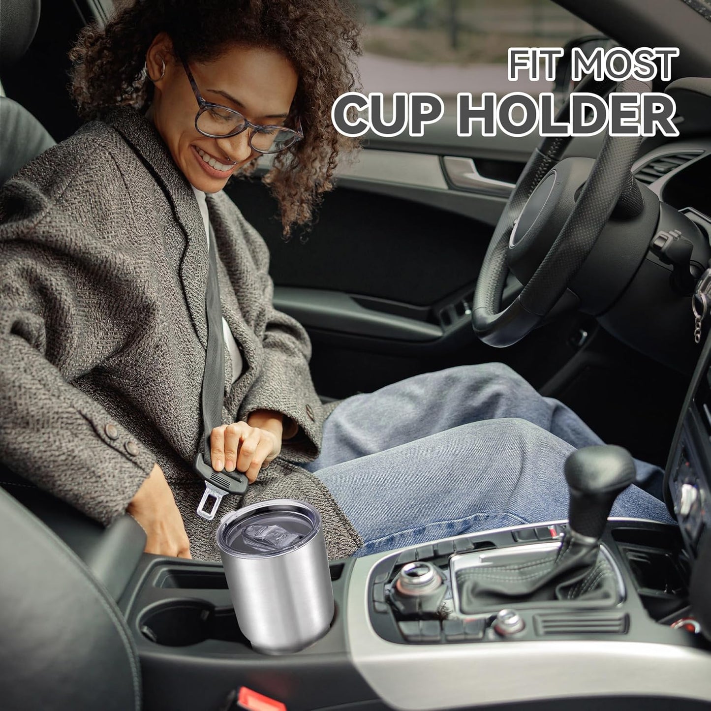 30 oz Tumbler with Lid Stainless Steel Tumblers Bulk Vacuum Insulated Cup Reusable Powder Coated Travel Mug Double Wall Leak Proof Cups Keep Cold Drinks for 12 Hours Stainless, Set of 8