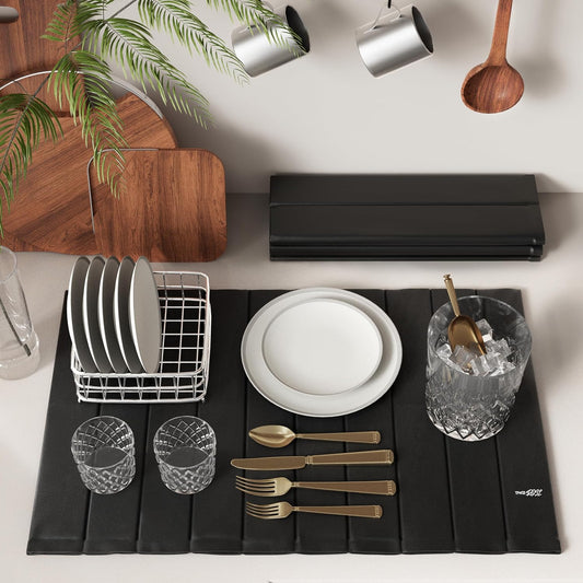 Stone Drying Mat for Kitchen Counter-Super Absorbent PU Dish Drying Mat, Quick Dry Stone Mat Kitchen for Dishes, Bottles & Cups, Large Foldable Stone Dish Drying Mat, Non-Slip Kitchen Mat