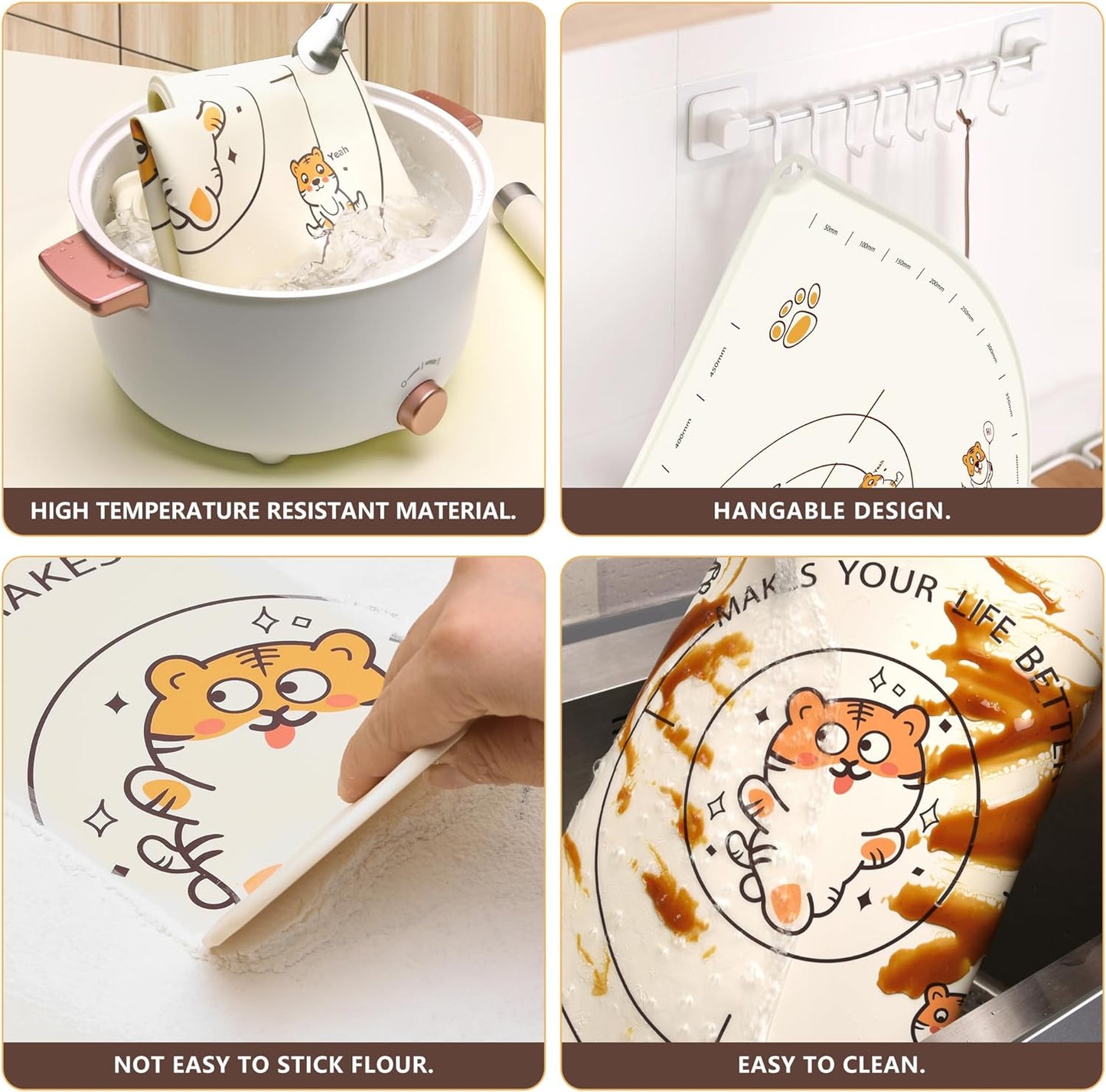 28x20 Inch Extra Thick Silicone Pastry Board, Silicone Baking Mat with Measurements, Non-slip Silicone Mat, Kneading Counter Mat, Non-Stick Dough Mat with Edge Heightening