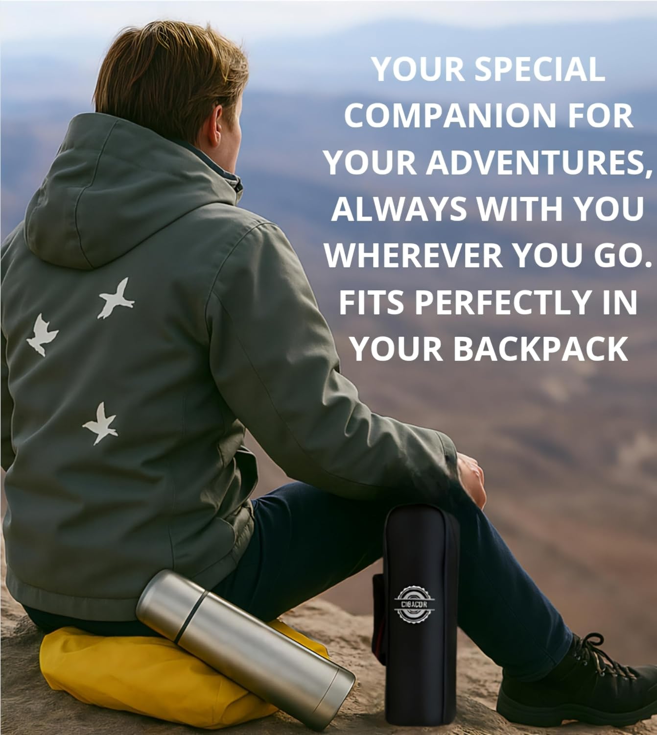 CIGACOR Stainless Steel Insulated Bottle – 17oz Coffee Travel Mug – Keeps Drinks Hot for 12 Hours & Cold for 24 – Leakproof Lid – Fits Car Cup Holders – Ideal for Office, Gym & Travel