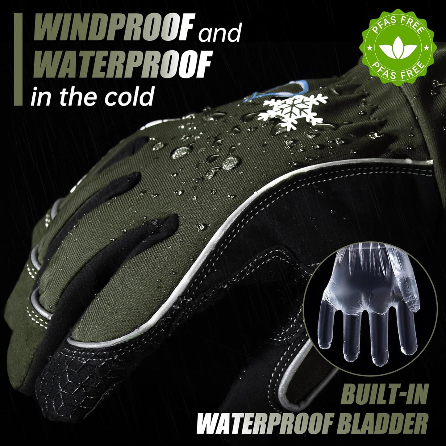 HANDLANDY Winter Insulated Work Gloves, 3M Thinsulate Thermal Water-Resistant Gloves for Men Women Touch Screen, Warm Ski Snowboard Cold Weather Gloves (Army Green, Large)